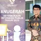 (Kanan) Plt. Kepala Badan Kepegawaian Negara Haryomo Dwi Putranto setelah menerima penghargaan di Anugerah Keterbukaan Informasi Publik Tahun 2023 yang berlangsung di Istana Wakil Presiden Republik Indonesia, Jakarta.