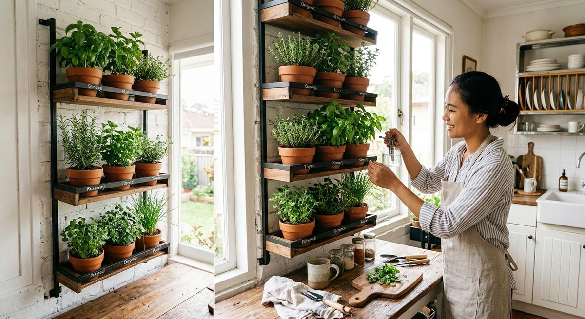 Rak Tanaman Bumbu Dapur untuk Rumah Kecil (AI Generated)