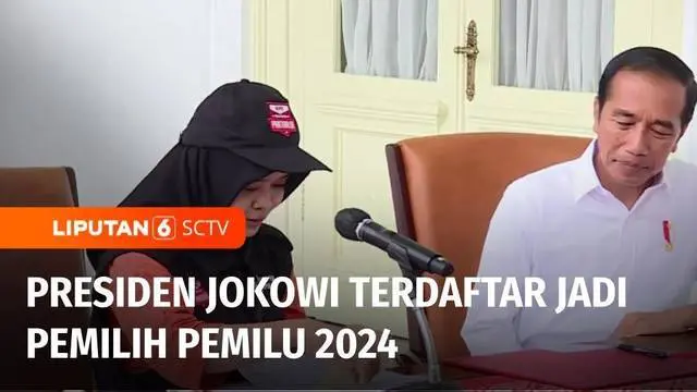 Presiden Joko Widodo dan ibu negara secara resmi telah terdaftar sebagai pemilih dalam Pemilu 2024. Hal ini setelah Presiden mengikuti proses pencocokan dan penelitian atau coklit data pemilih Pemilu 2024.