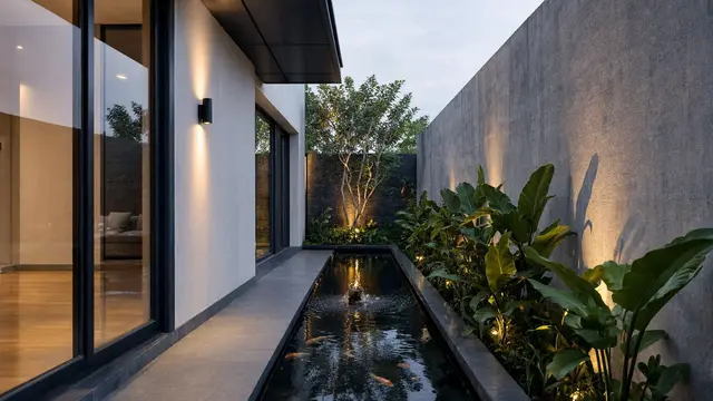 Taman dengan Kolam Reflektif Mini