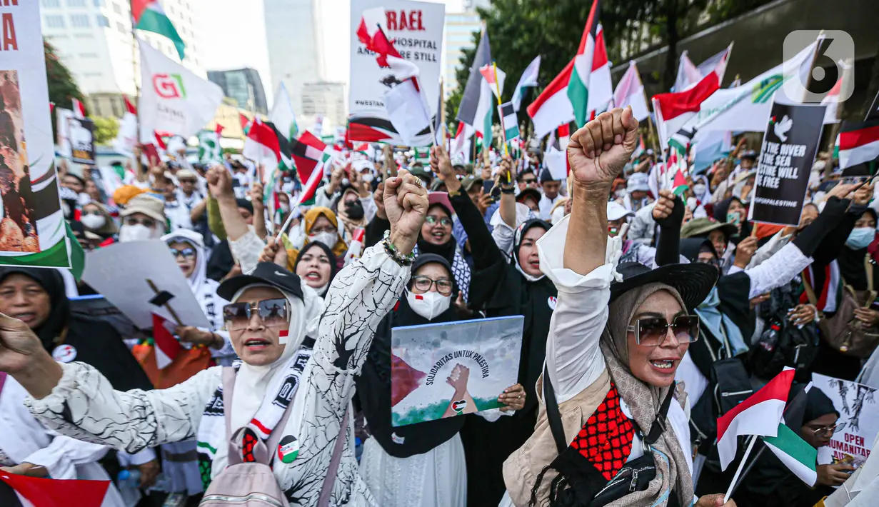 Aksi damai itu dimotori Komite Solidaritas untuk Palestina dan Yaman (KOSPY). (Liputan6.com/Faizal Fanani)