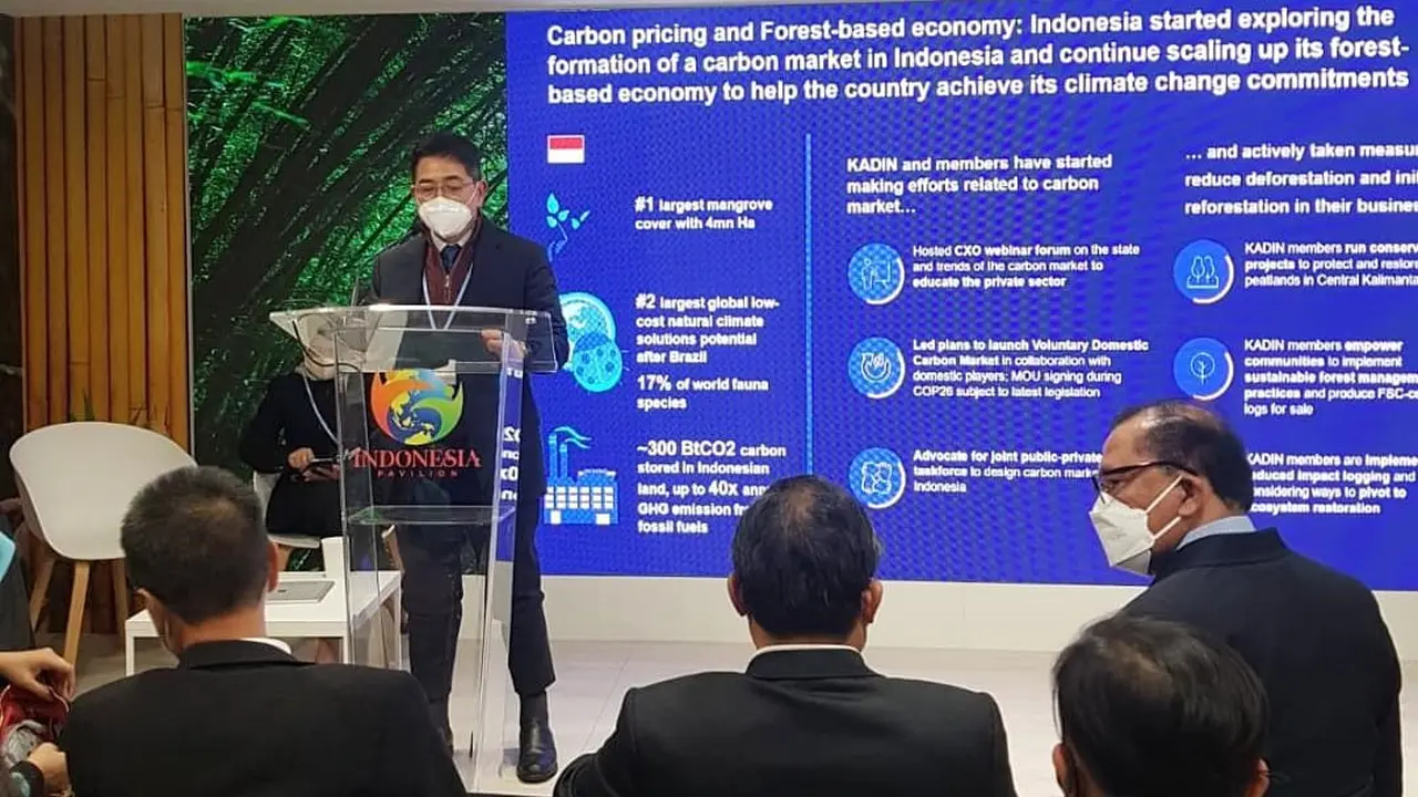 Ketua Umum Kadin Indonesia, Arsjad Rasjid dalam pembukaan paviliun The United Nations Framework Convention on Climate Change (UNFCCC) yang dilaksanakan di Glasgow (1/11/2021). (Dok Kadin)