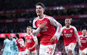 Gol tunggal Kai Havertz menjadi penentu tiga poin yang semakin mendekatkan The Gunners ke mahkota Premier League pertama mereka dalam 22 tahun terakhir. (John Walton/PA via AP)