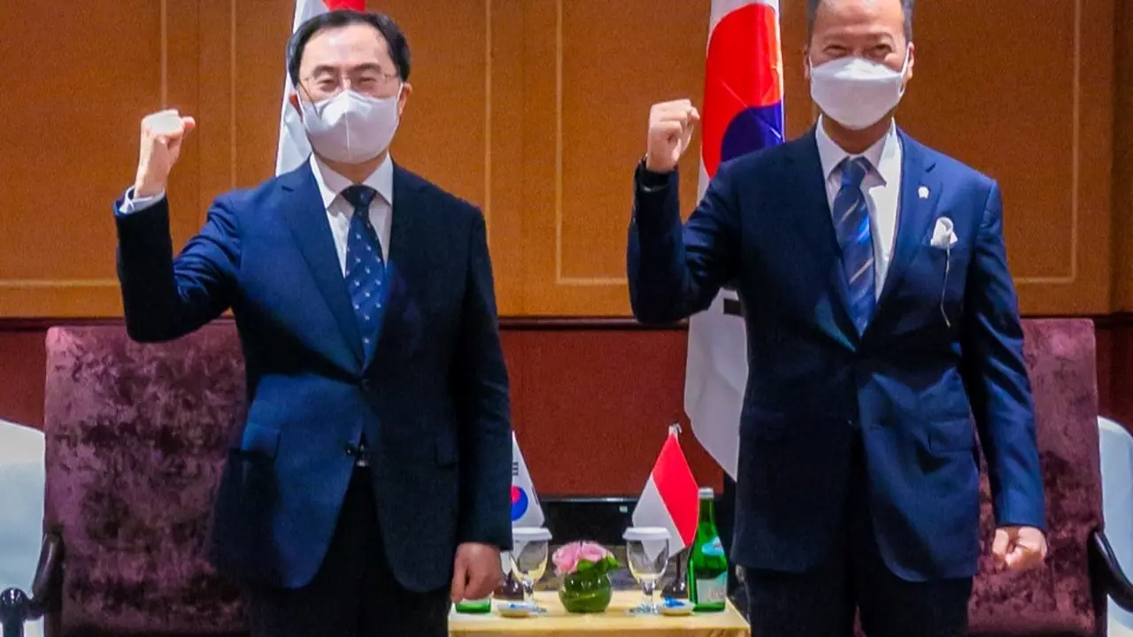 Menteri Perindustrian Agus Gumiwang Kartasasmita bersama Menteri Perdagangan, Industri dan Energi (MOTIE) Republik Korea Moon Sung-wook