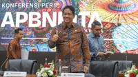 Menteri Keuangan (Menkeu), Purbaya Yudhi Sadewa membeberkan kinerja Pendapatan dan Belanja Negara (APBN) per September 2025 di Kementerian Keuangan, Jakarta, Selasa (14/10/2025). (merdeka.com/Arie Basuki)