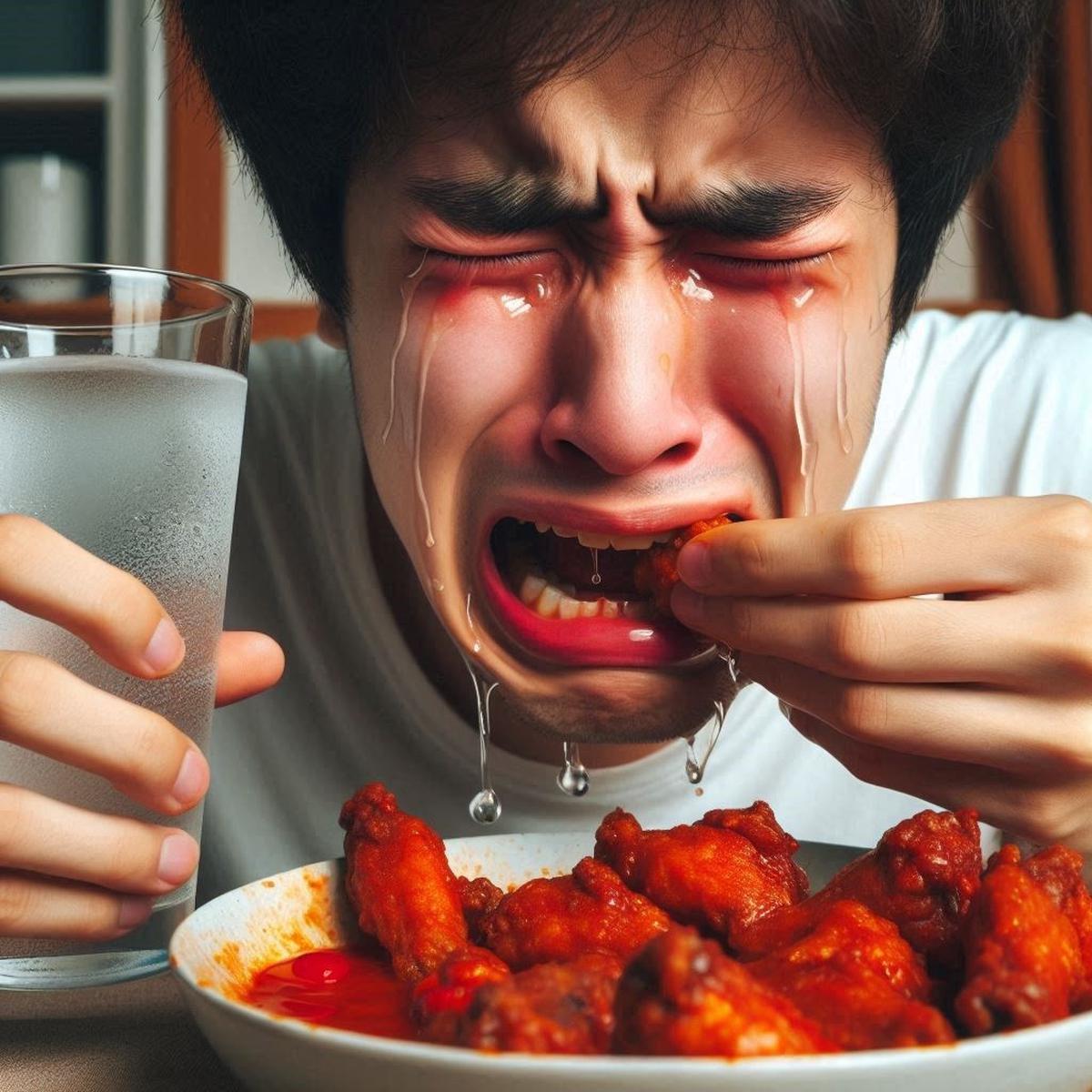 Ilustrasi Makan Makanan Pedas