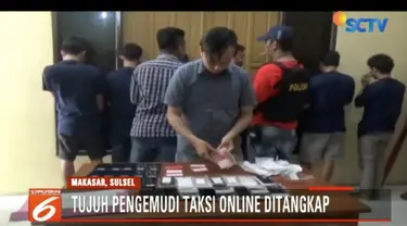 Para driver taksi online ini ditangkap Polsekta Rappocini, Makassar di sebuah tempat kos di Rappocini.