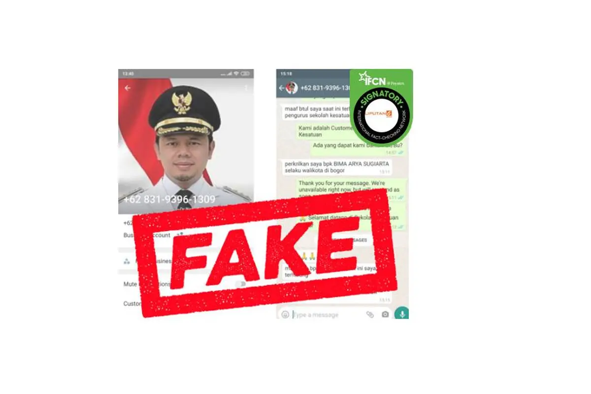 Cek Fakta nomor Whatsapp Wali Kota Bogor Bima Arya