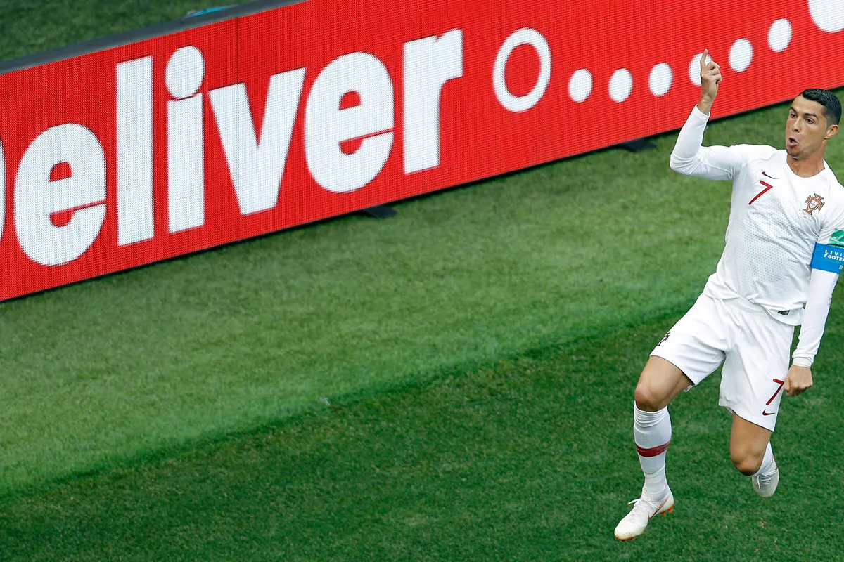 Selebrasi Ronaldo Usai Cetak Gol ke Gawang Maroko