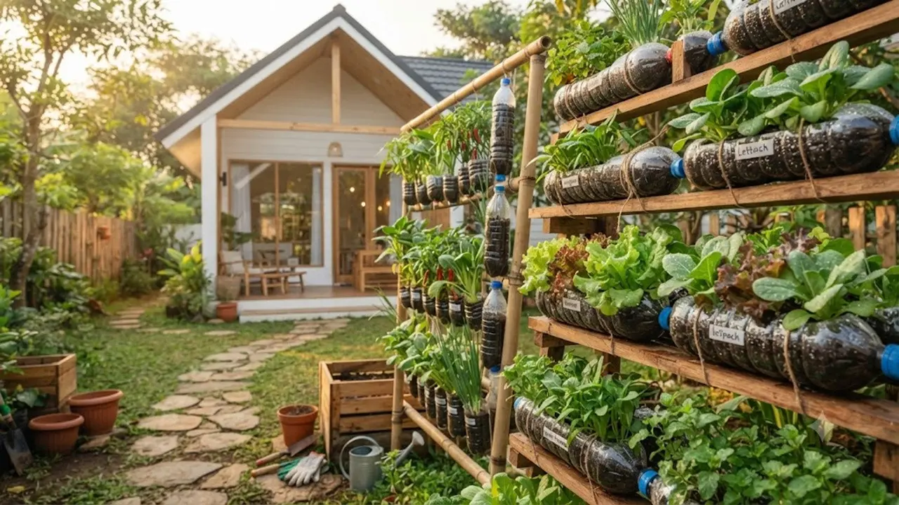 Kebun Mini dari Botol Bekas