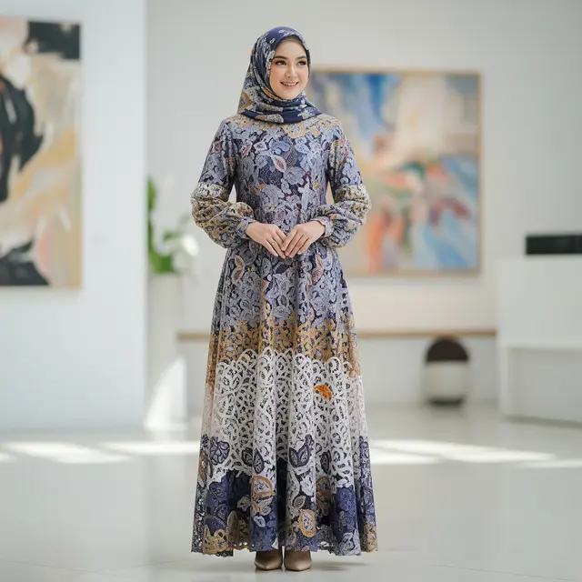 9 Model Gamis Batik Brokat Gaya Elegan Simpel ala 2026