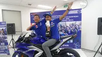 Bos Yamaha Indonesia, Minoru Morimoto, mengaku dibuat deg-degan ketika menyaksikan Galang Hendra balapan di World Supersport 300 (WSSP) yang berlangsung di Sirkuit Jerez, Spanyol, Minggu (22/10/2017). (Bola.com/Zulfirdaus Harahap)