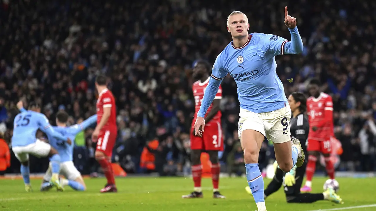 Foto: Manchester City Gasak Bayern Munchen di Leg Pertama Perempatfinal Liga Champions, Erling Haaland Kembali Cetak Rekor