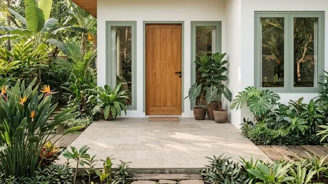 Kusen Hijau Sage dengan Dinding Putih