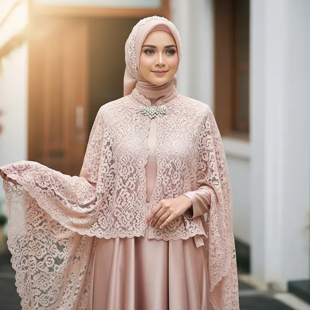 Model Gamis Terbaru Brokat Kombinasi Satin