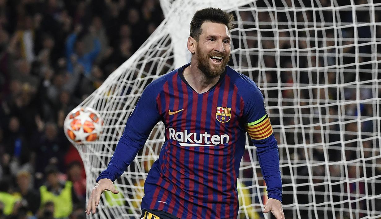 Lionel Messi. Striker Argentina ini telah mencetak 8 gol di semifinal dan final Liga Champions dan sukses menjuarai 4 kali gelar Liga Champions bersama Barcelona. (AFP/Lluis Gene)