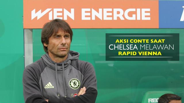 Reza Khomaini Koresponden Bola.com merekam kekesalan Antonio Conte, manajer Chelsea saat timnya kalah melawan Rapid Wien dengan skor 0-2.