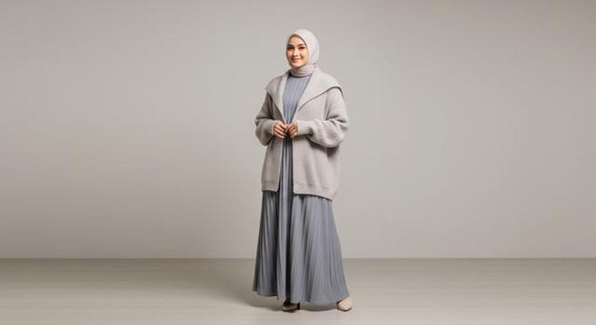 8 Model Gamis Kombinasi Cardigan Terbaru di 2025, Nyaman dan Stylish