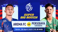 Link Live Streaming Super Big Match BRI Liga 1: Arema FC vs Persebaya Surabaya di Vidio
