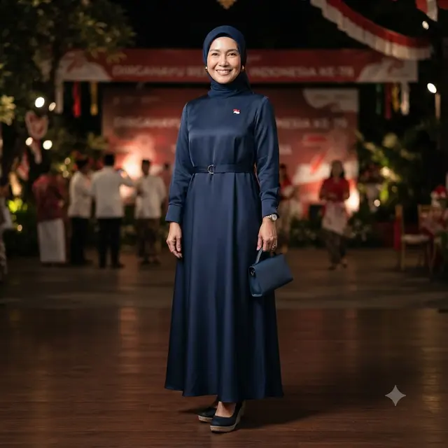 Model Gamis Ibu-Ibu untuk Malam Tirakatan