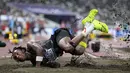 Atlet Zimbabwe, Chengetayi Mapaya melakukan lompatan pada kualifikasi nomor lompat jangkit putra dalam ajang Kejuaraan Dunia Atletik 2025 di Tokyo, Jepang, Rabu (17/09/2025). (AP Photo/Matthias Schrader)
