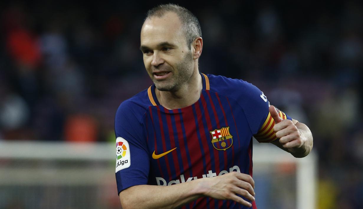 6. Andres Iniesta (29,6 juta dolar) - Iniesta memperoleh 29,6 juta dolar berdasarkan 26,6 juta dolar dari gaji dan bonus serta 3 juta dolar dari pendapatan iklan. (AFP/Pau Barrena)