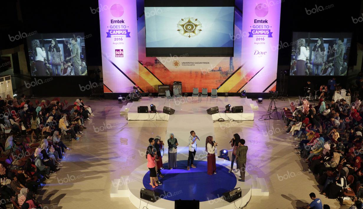 Suasana acara Emtek Goes To Campus di Graha Sabha Pramana, UGM, Yogyakarta, 3 November 2016. (Bola.com/Arief Bagus)