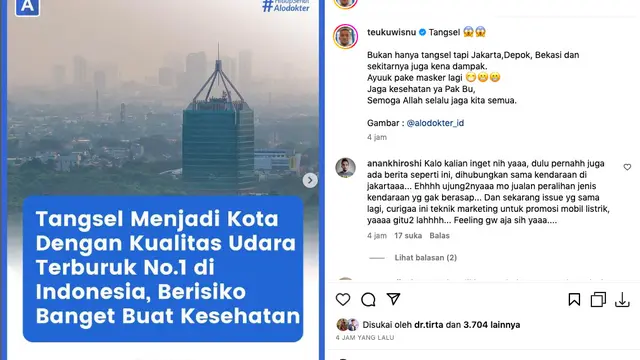 Teuku Wisnu Ajak Masyarakat Kembali Pakai Masker, Dampak Polusi Udara yang Makin Parah