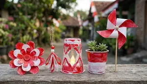 6 Kreasi Hiasan Merah Putih dari Gelas Bekas untuk Gang dan Halaman Rumah yang Unik dan Kreatif