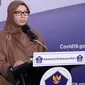 Tim Pakar Gugus Tugas Percepatan Penanganan COVID-19 Dewi Nur Aisyah mengumumkan 188 kabupaten/kota risiko rendah COVID-19 dalam konferensi pers di Graha BNPB, Jakarta, Kamis (25/6/2020). (Dok Badan Nasional Penanggulangan Bencana/BNPB)