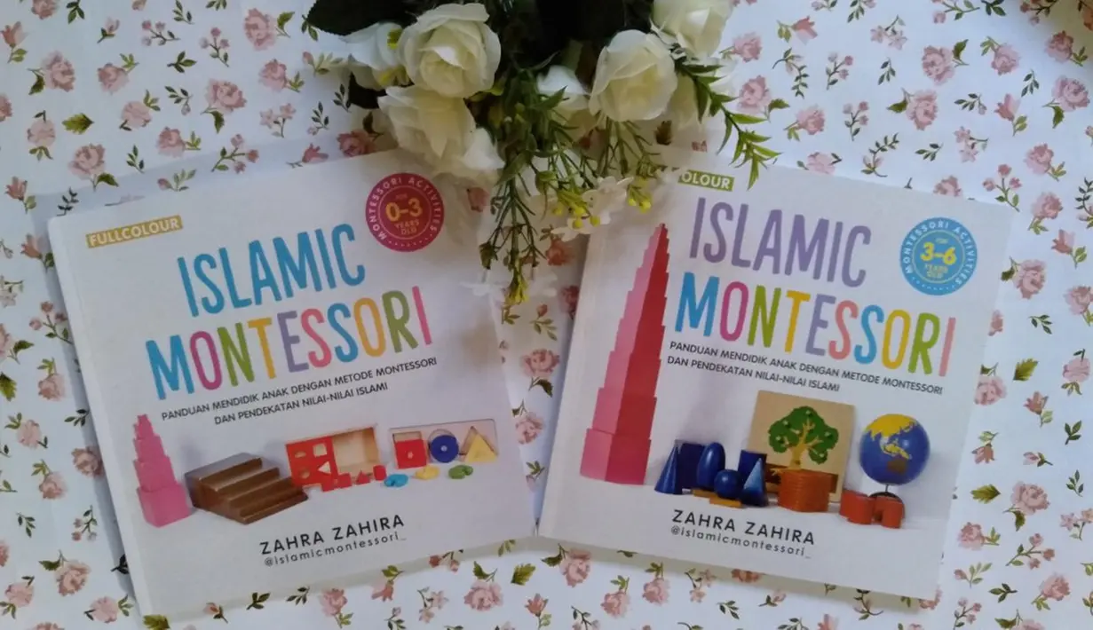 Buku Islamic Montessori yang diterbitkan full colour ini ada dua seri, untuk usia 0-3 tahun dan usia 3-6 tahun. Pembelajaran Islamic Montessori mencakup pada Islamic studies, practical life, sensoris, matematika, bahasa, dan culture./Copyright Endah Wijayanti