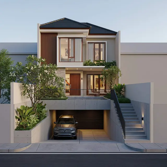 Desain Rumah dengan Basement Sederhana untuk Parkiran