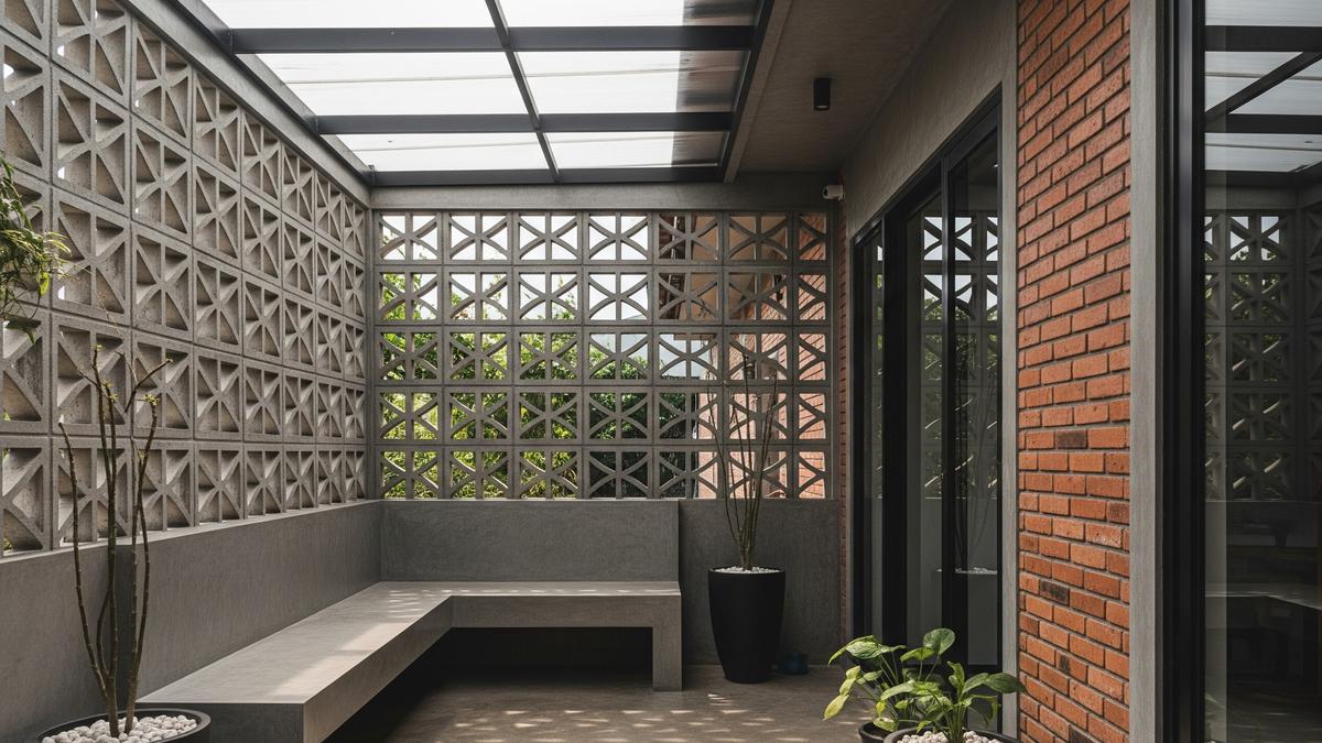 7 Inspirasi Teras Rumah Modern dengan Dinding Roster Tembus Cahaya, Bikin Hunian Makin Kekinian