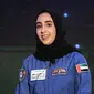 Astronaut asal Uni Emirat Arab (UEA) Nora al-Matrooshi saat konferensi pers di Dubai pada 7 Juli 2021. (GIUSEPPE CACACE/AFP)