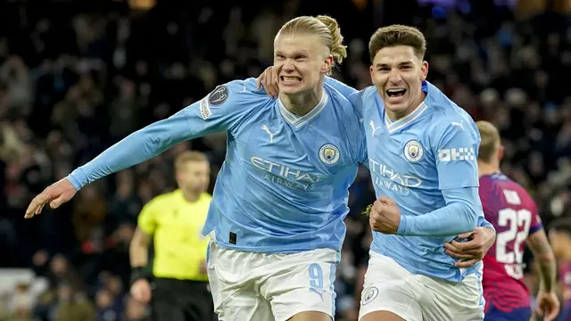 Foto: Momen Erling Haaland Cetak Rekor Gol Baru di Liga Champions, Bawa Manchester City Menang Comeback atas RB Leipzig