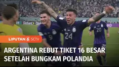 Argentina memastikan lolos ke babak 16 besar Piala Dunia 2022, setelah di laga terakhir Grup C, sukses menundukkan Polandia dengan skor 2-0. La Albiceleste lolos dengan predikat juara Grup C dan akan berjumpa Australia di babak 16 besar.