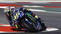 Valentino Rossi merindukan motor Yamaha YZR-M1 musim lalu karena tak puas dengan performa motor musim ini. (EPA/Alejandro Garcia)