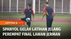 Spanyol menggelar latihan ringan menjelang pertandingan melawan Jerman pada babak perempat final Piala Dunia U-17.