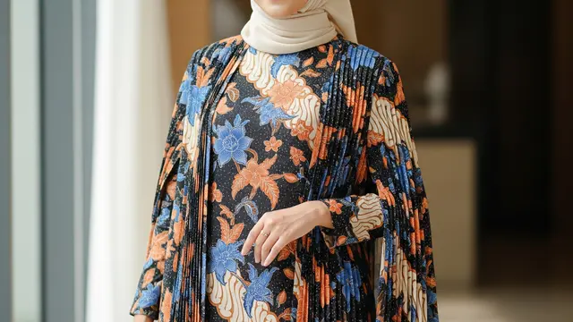 Model Gamis Batik Plus Outer Cape Elegan