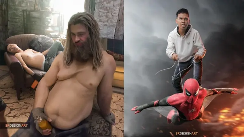 6 Editan Foto Pria Bersama Superhero Ini Kreatif Sekaligus Kocak