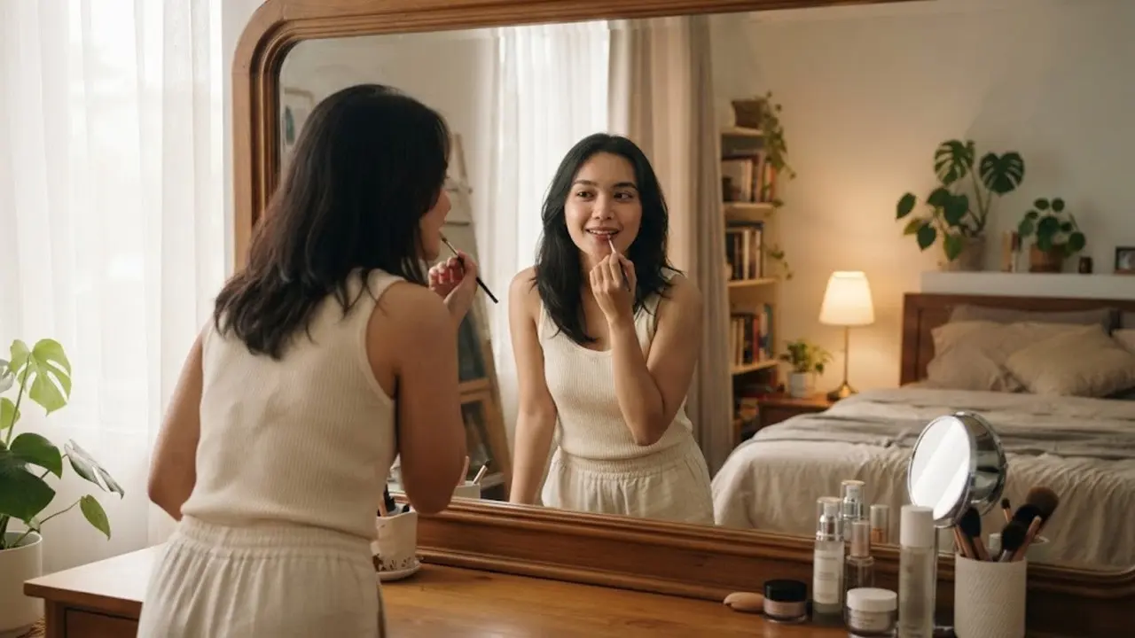 Mengenakan makeup tipis