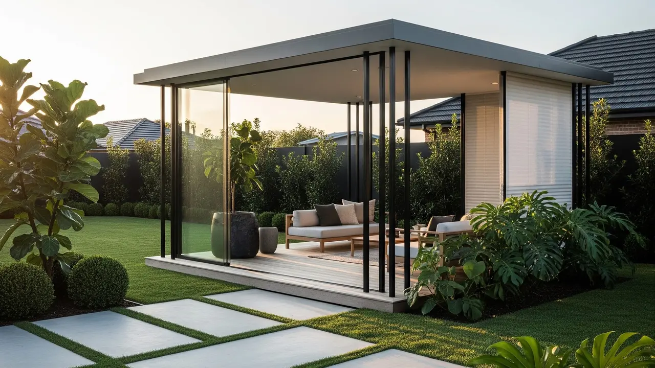 Gazebo Minimalis Modern untuk Taman Rumah (Gemini AI)