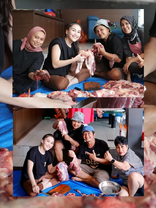 Duduk di atas terpal, Ayu Ting-Ting mengganti pakaian jadi terlihat tomboy dengan outfit kasual [@ayutingting92]