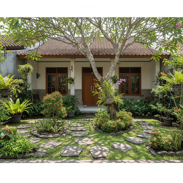 9 Model Kebun Rumah dengan Pijakan Batu ala Halaman Tempo Dulu, Ciptakan Pesona Klasik
