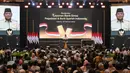 Presiden Prabowo Subianto menyampaikan pidato saat peresmian layanan perbankan emas batangan oleh Pegadaian dan Bank Syariah Indonesia, di Jakarta pada Rabu 26 Februari 2025. (BAY ISMOYO/AFP)