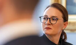 Perdana Menteri Ukraina Yulia Svyrydenko di Istana Kepresidenan, Vilnius, Lithuania, 1 Juni 2026. (Dok. AP/Mindaugas Kulbis)