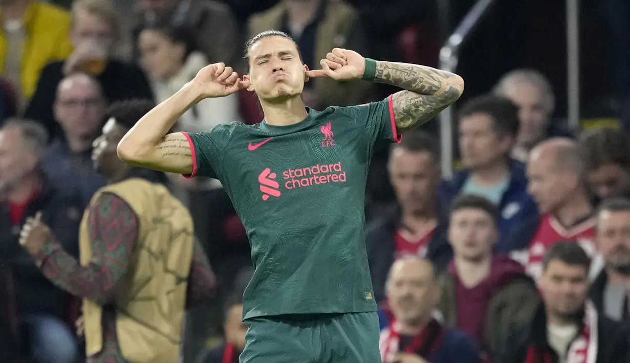 Tiga gol Liverpool masing-masih dicetak oleh Mohamed Salah, Darwin Nunez dan Harvey Elliott. (AP/Peter Dejong)