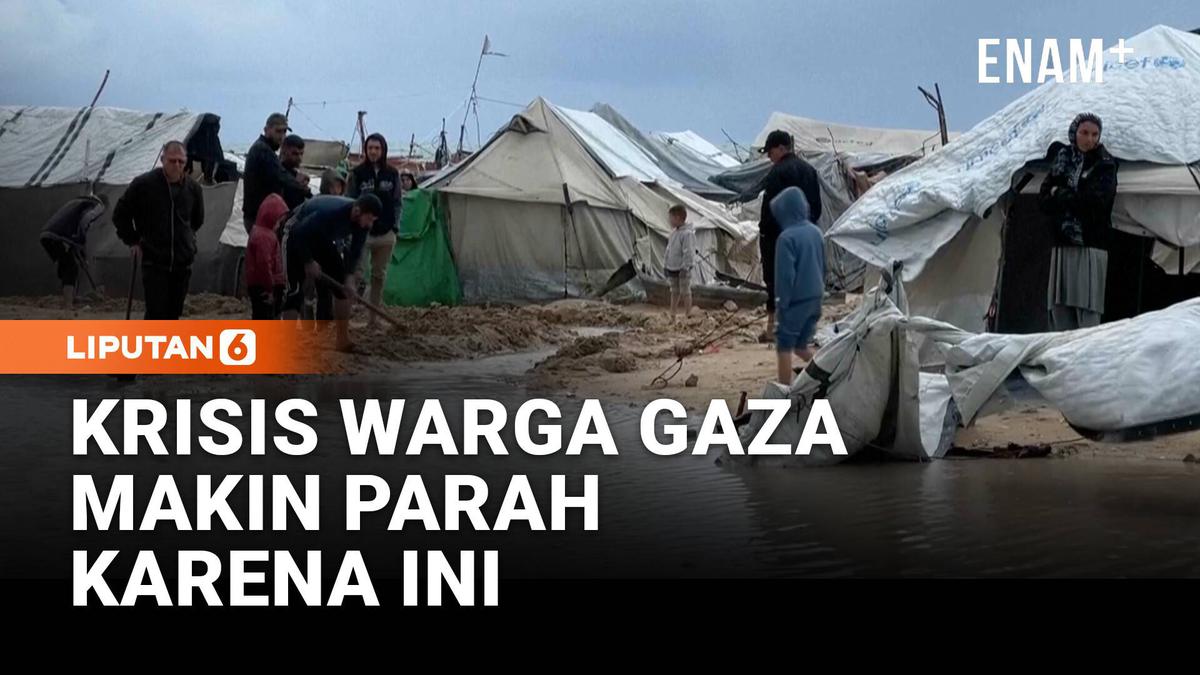 Krisis Gaza Memburuk, Hujan Lebat Hancurkan Tenda Pengungsi