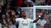 Vinicius Jr menjadi pahlawan kemenangan Real Madrid atas Benfica dalam laga leg 2 play off Liga Champions 2025/2026 di Santiago Bernabeu, Madrid, Spanyol, Rabu (25/02/2026) waktu setempat. (AP Photo/Manu Fernandez)