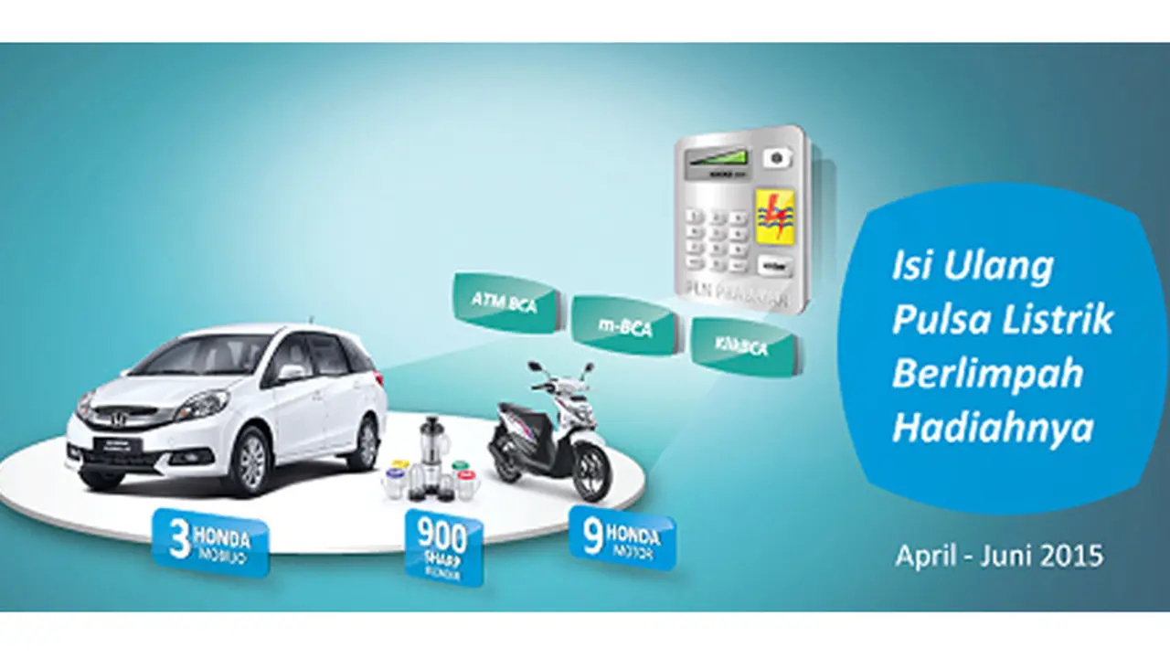 Beli Pulsa Listrik Prabayar Bisa Dapat Hadiah Mobil dari BCA